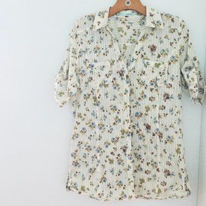 Casual Button Down Flower Print Shirt